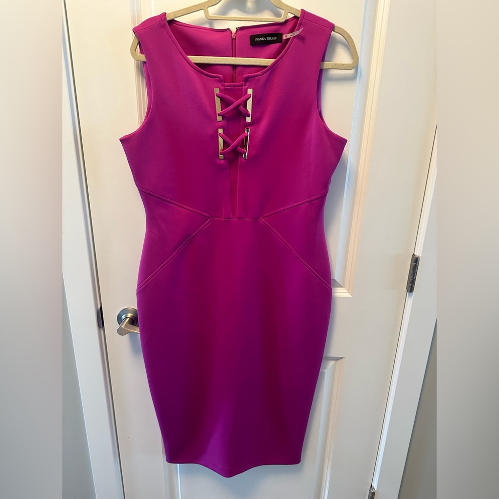 Ivanka Trump sleeveless sheath dress in bright pink size 12